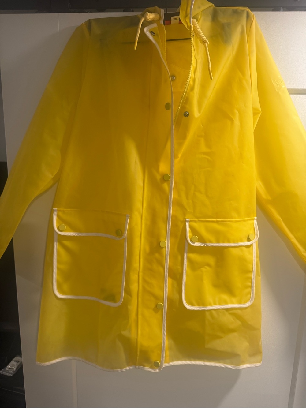 Hunter Yellow Hooded Raincoat with White Trim